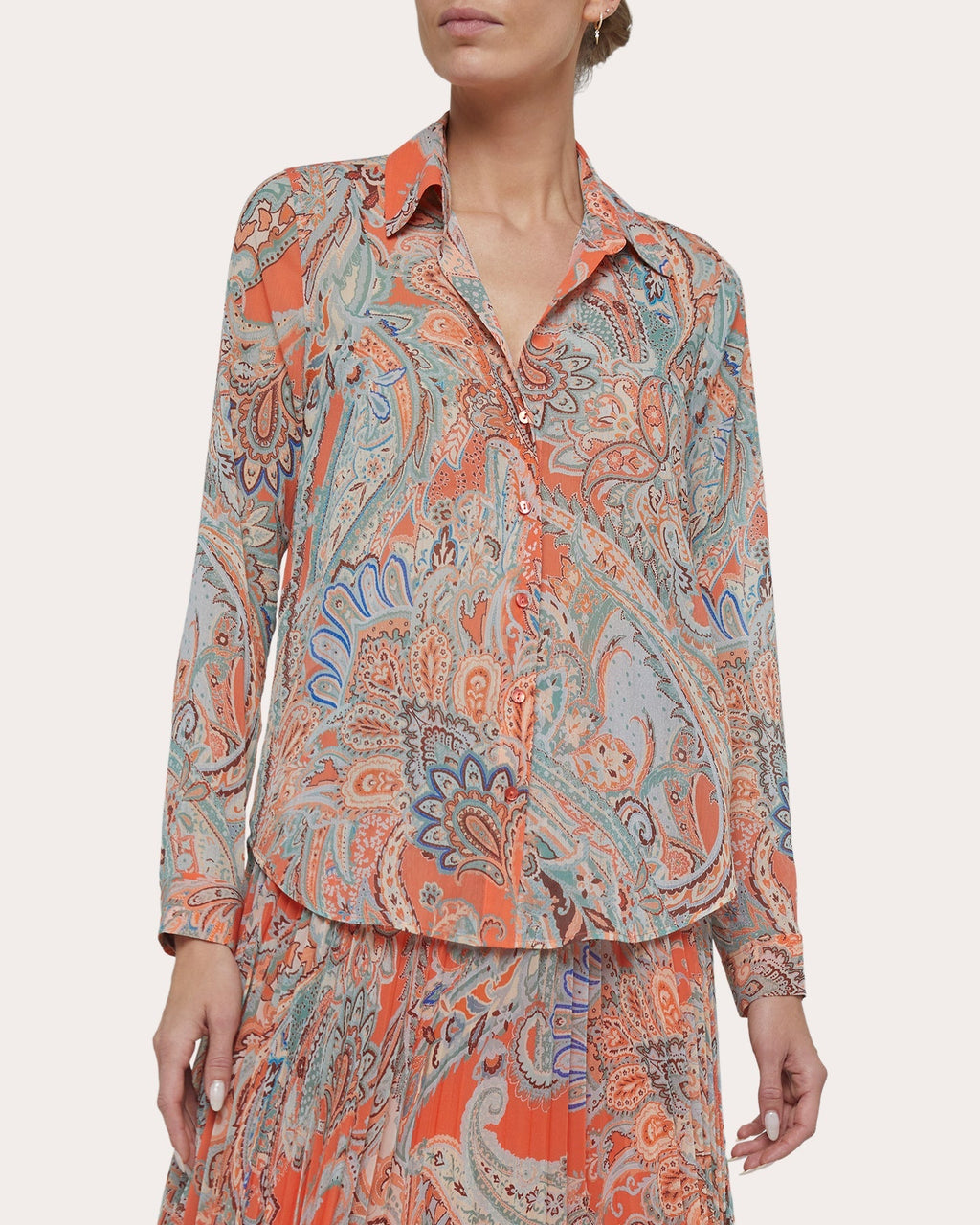 Laurent Paisley-Print Chiffon Blouse