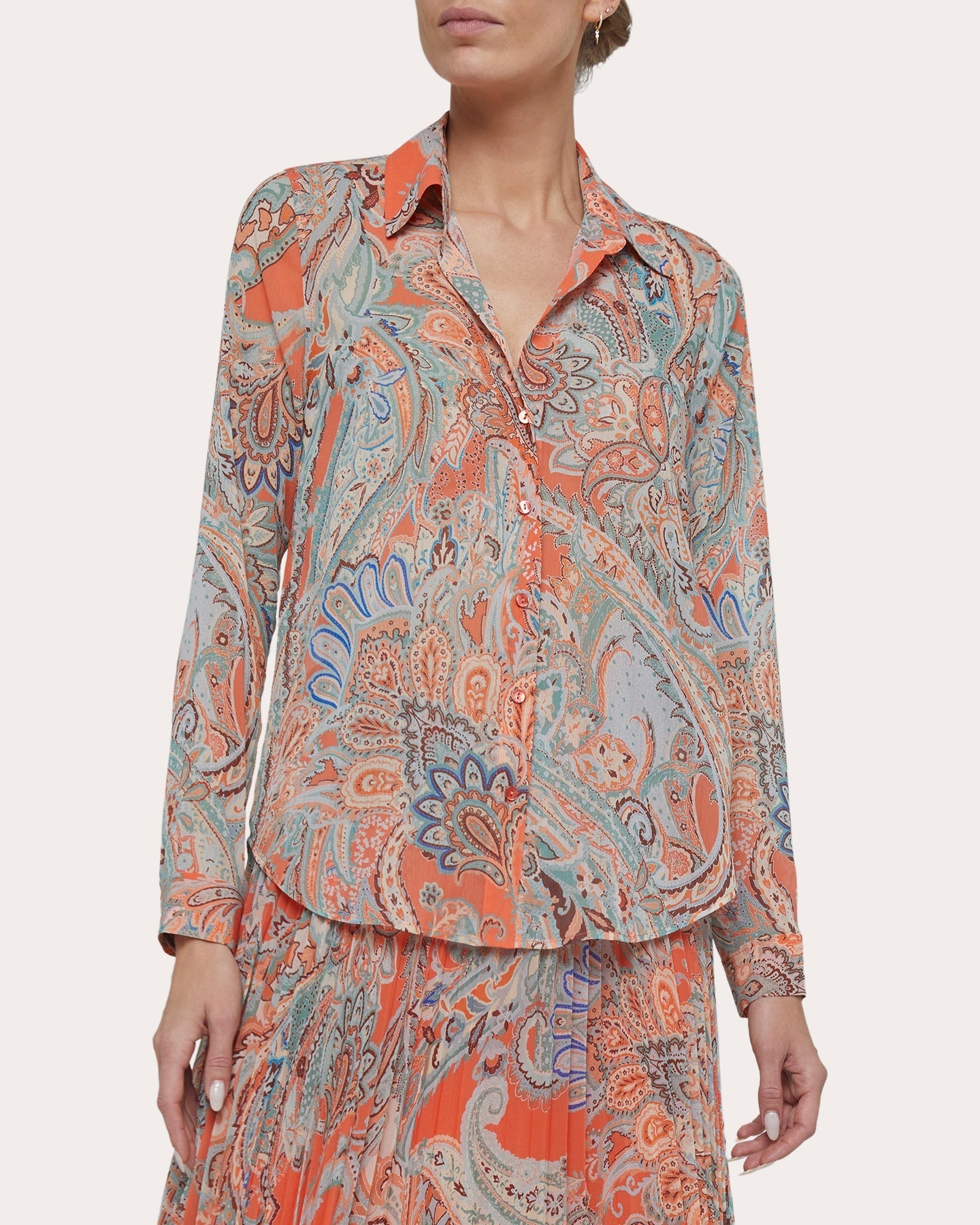 Laurent Paisley-Print Chiffon Blouse