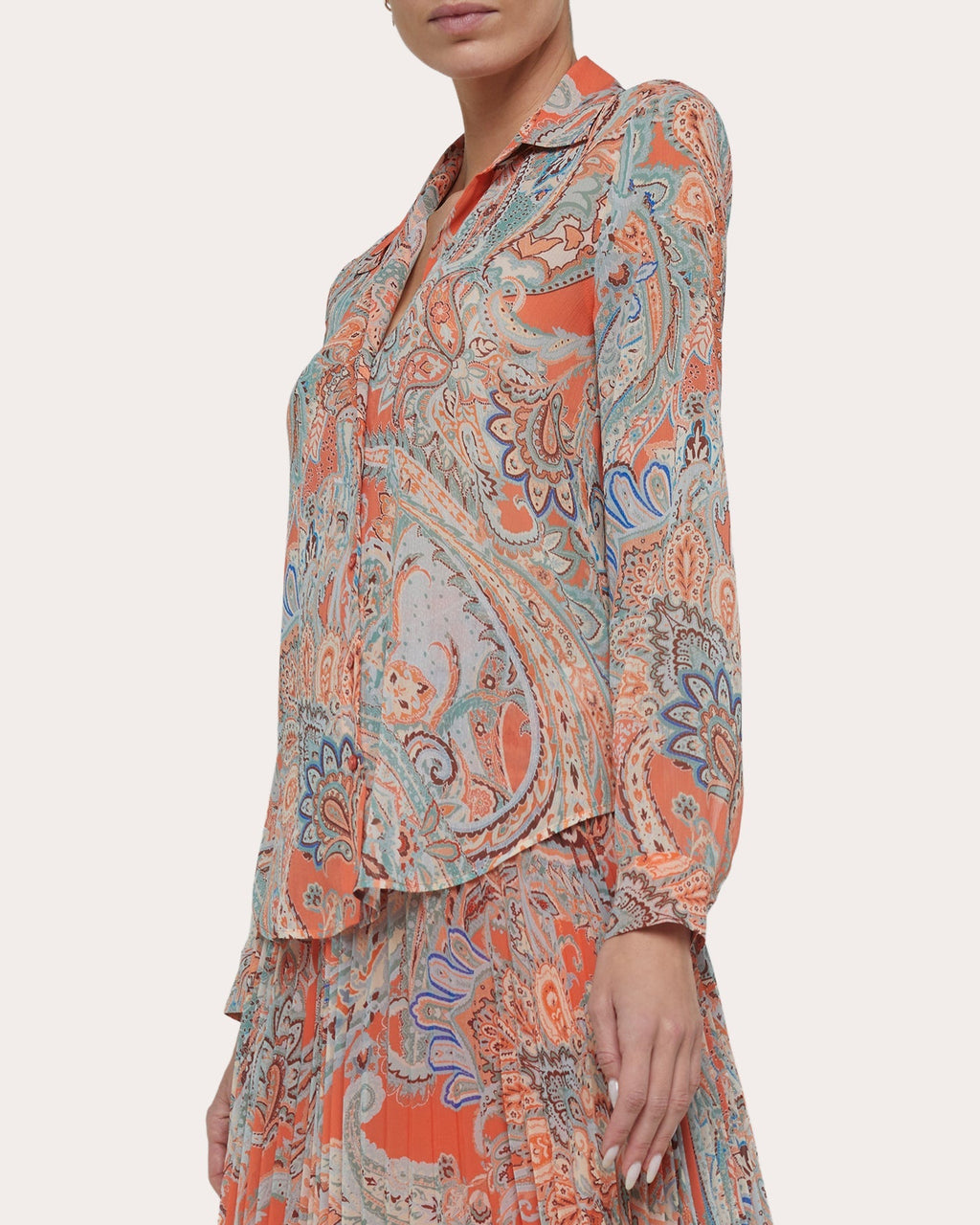 Laurent Paisley-Print Chiffon Blouse