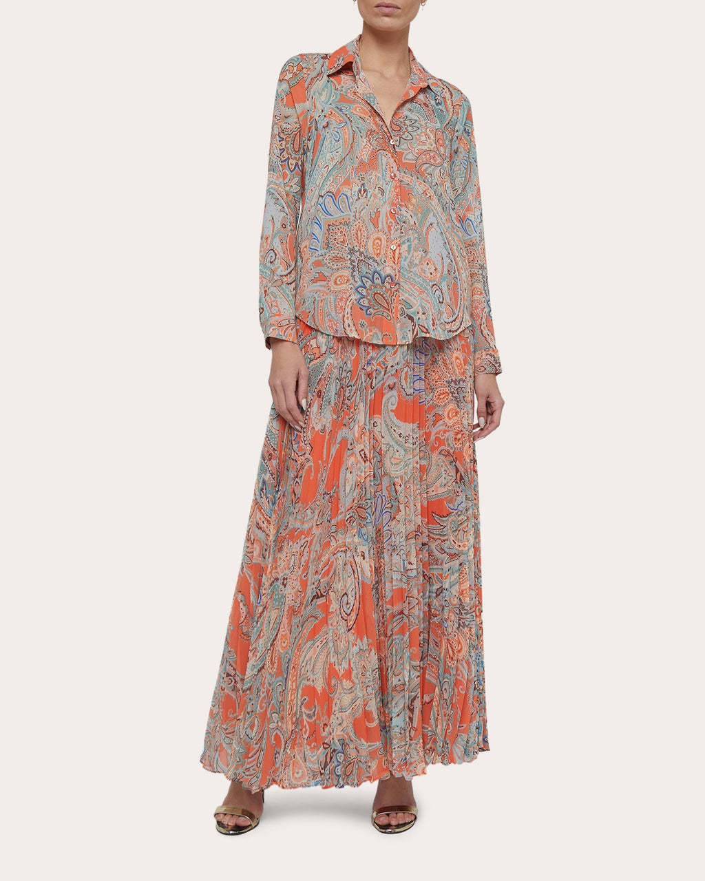 Laurent Paisley-Print Chiffon Blouse