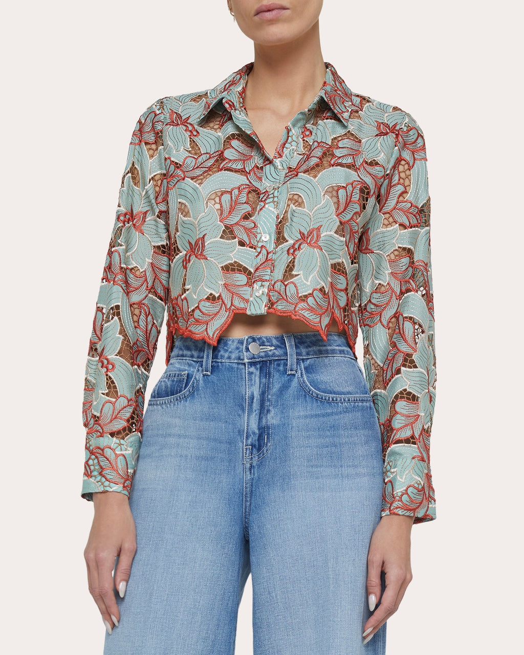 Akemi Eyelet Lace Cropped Top