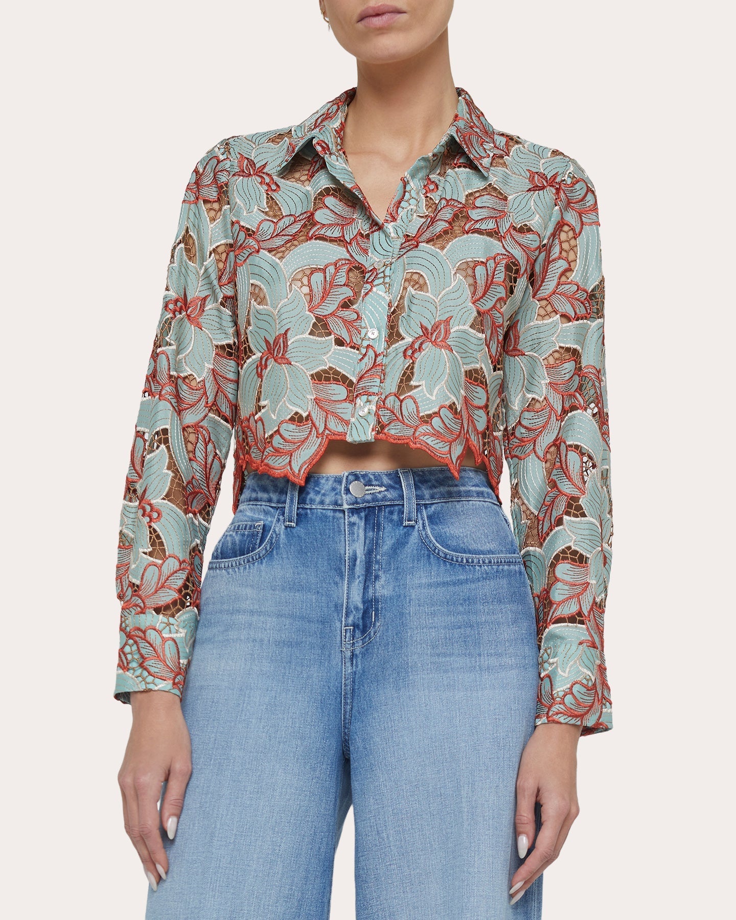 Akemi Eyelet Lace Cropped Top