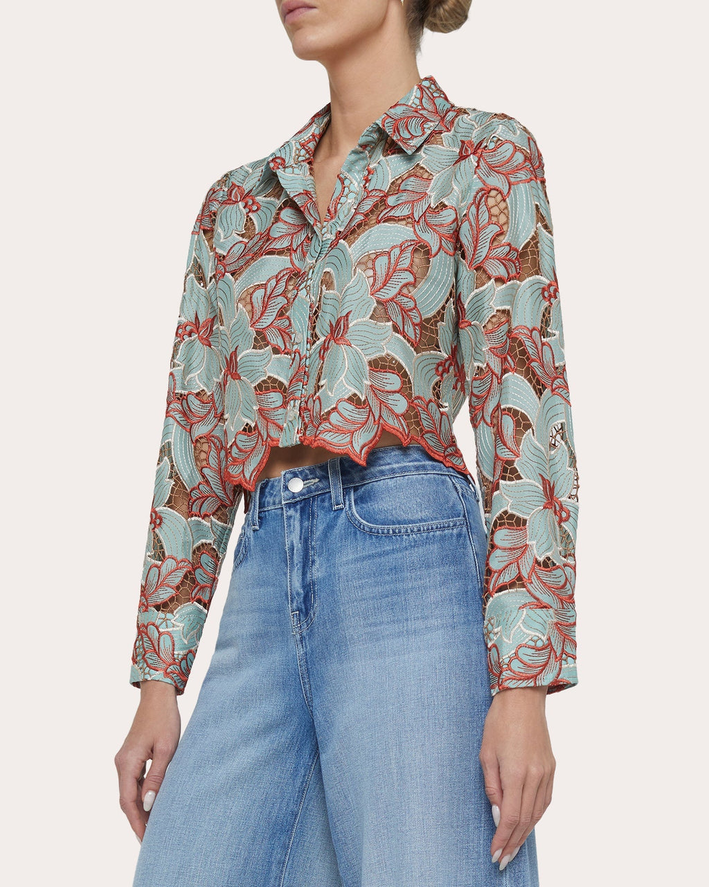 Akemi Eyelet Lace Cropped Top
