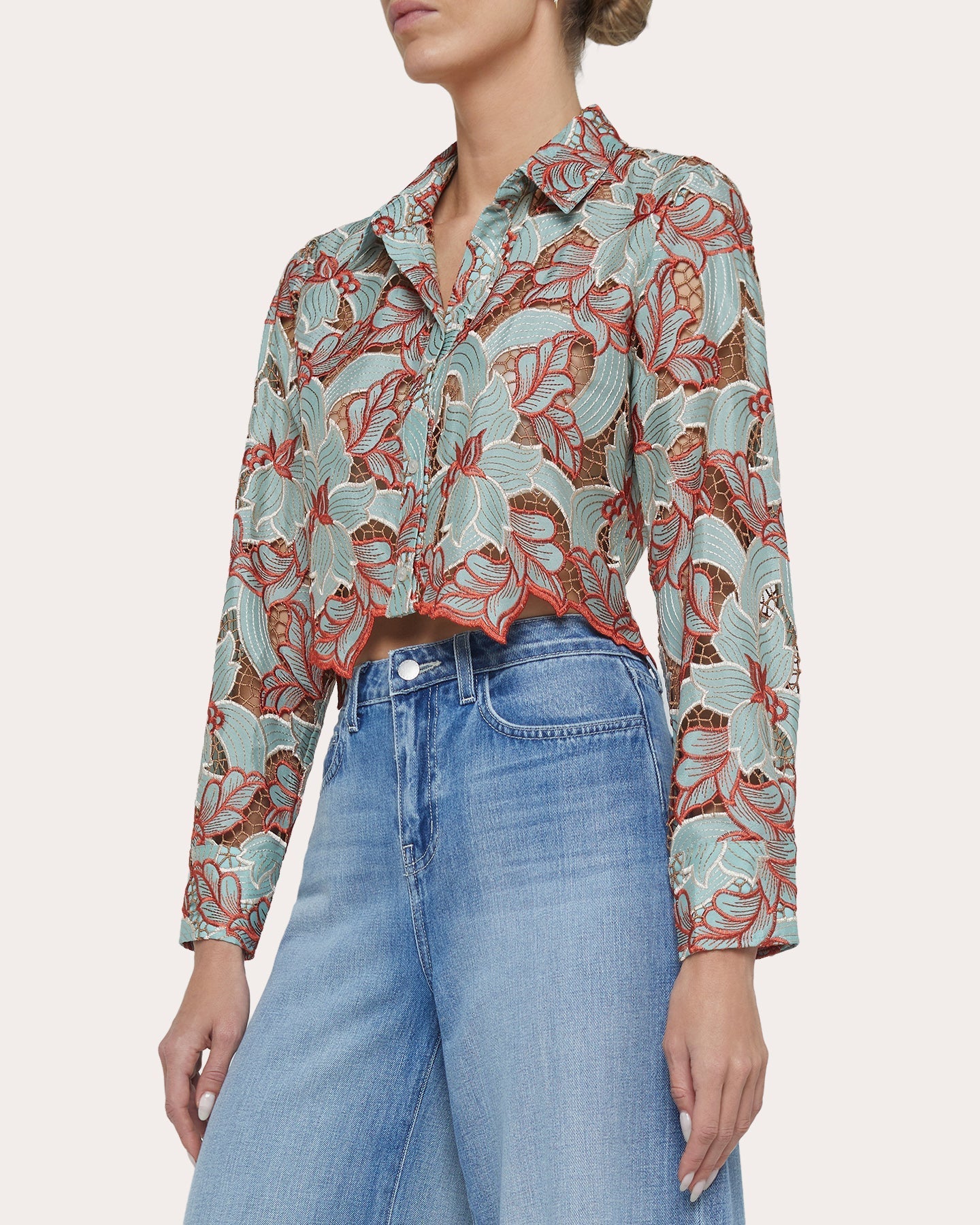 Akemi Eyelet Lace Cropped Top
