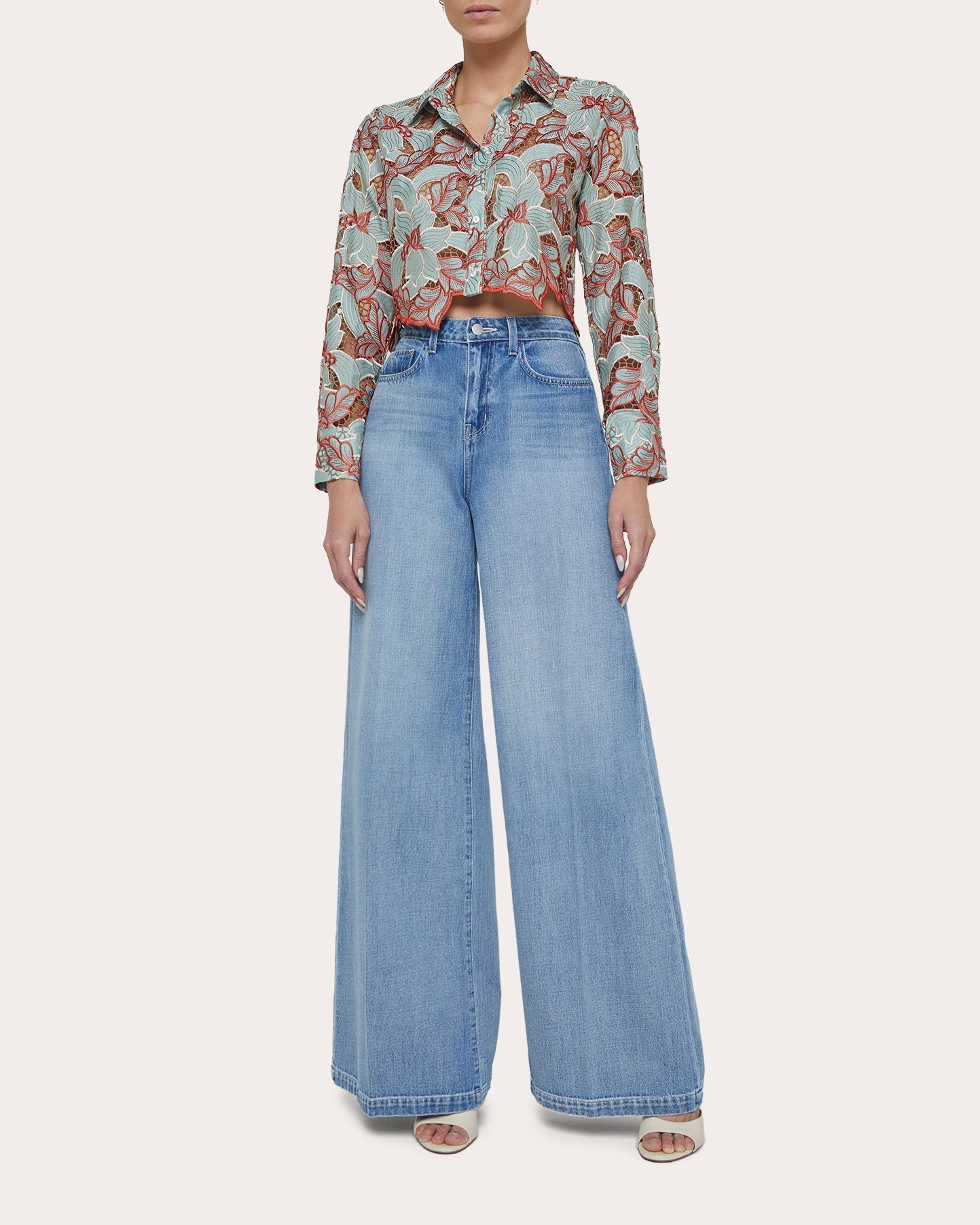 Akemi Eyelet Lace Cropped Top