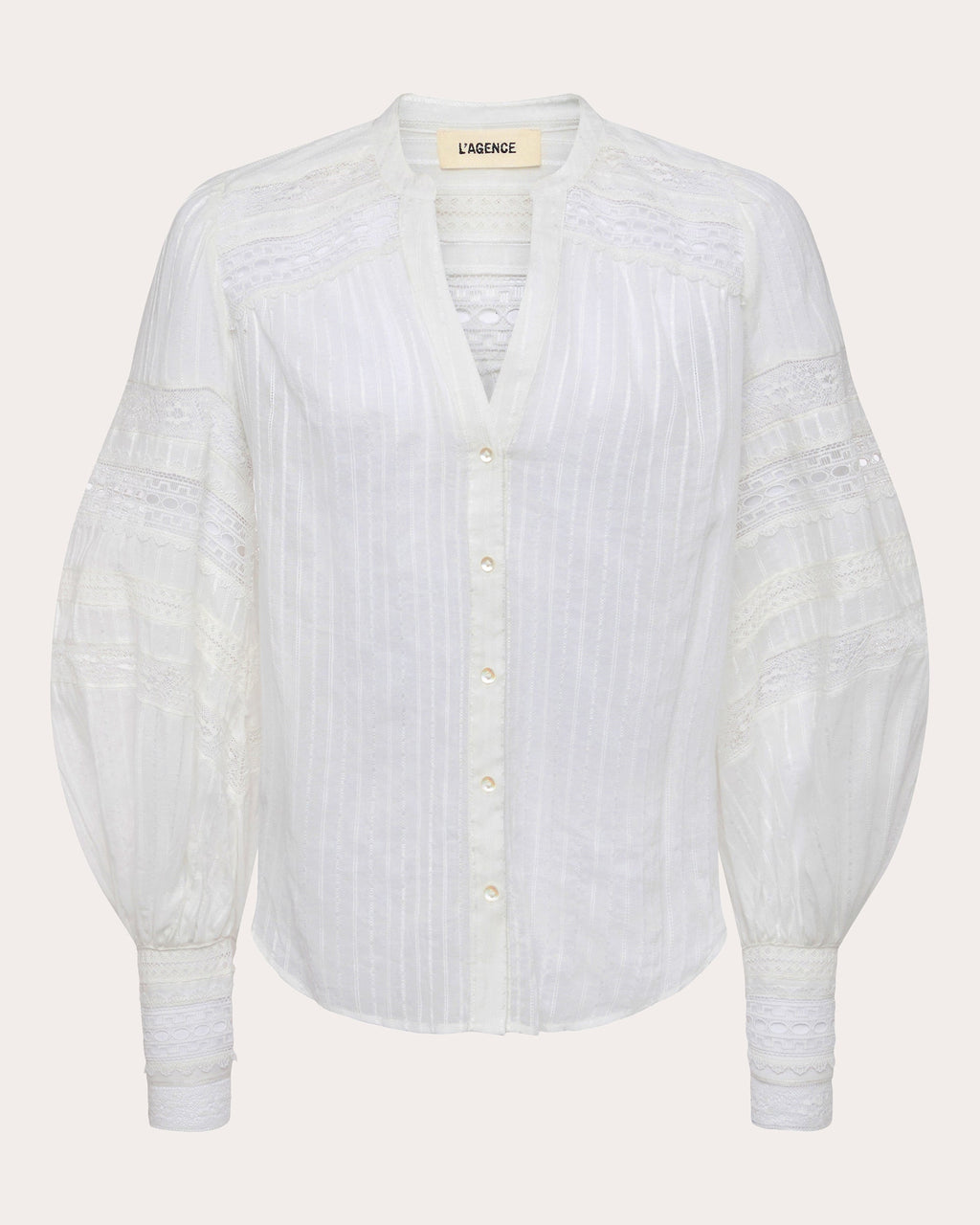 Kiera Cotton Jacquard Laser-Cut Blouse