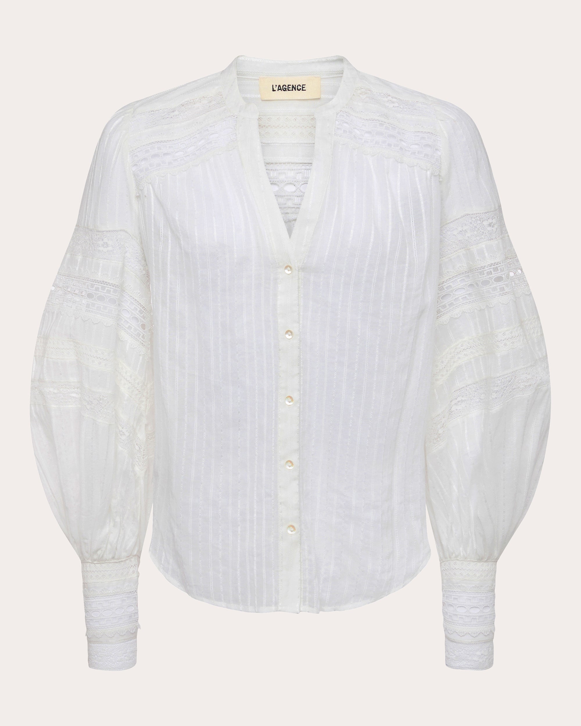Kiera Cotton Jacquard Laser-Cut Blouse