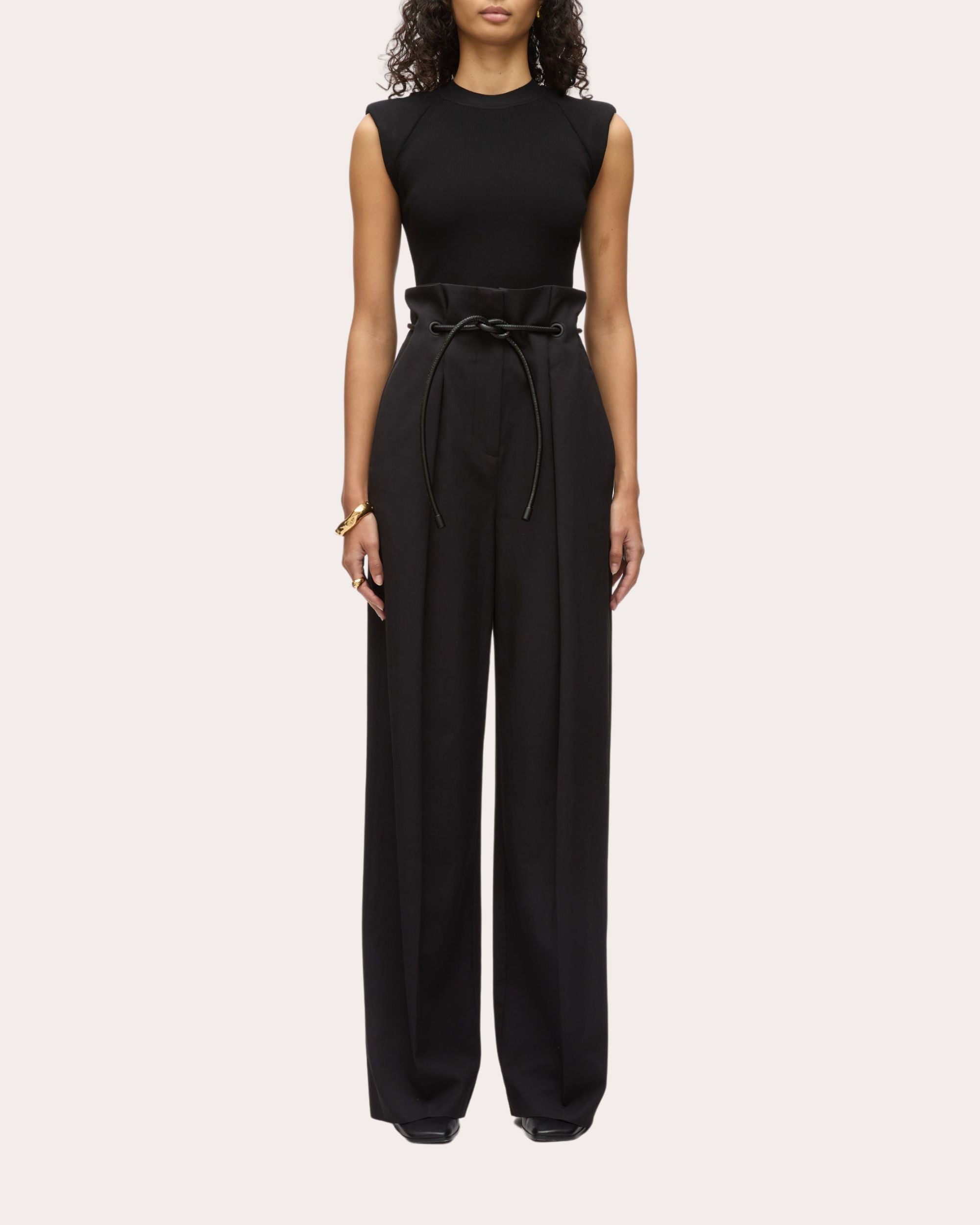 Origami Cotton-Blend Twill Wide-Leg Pants