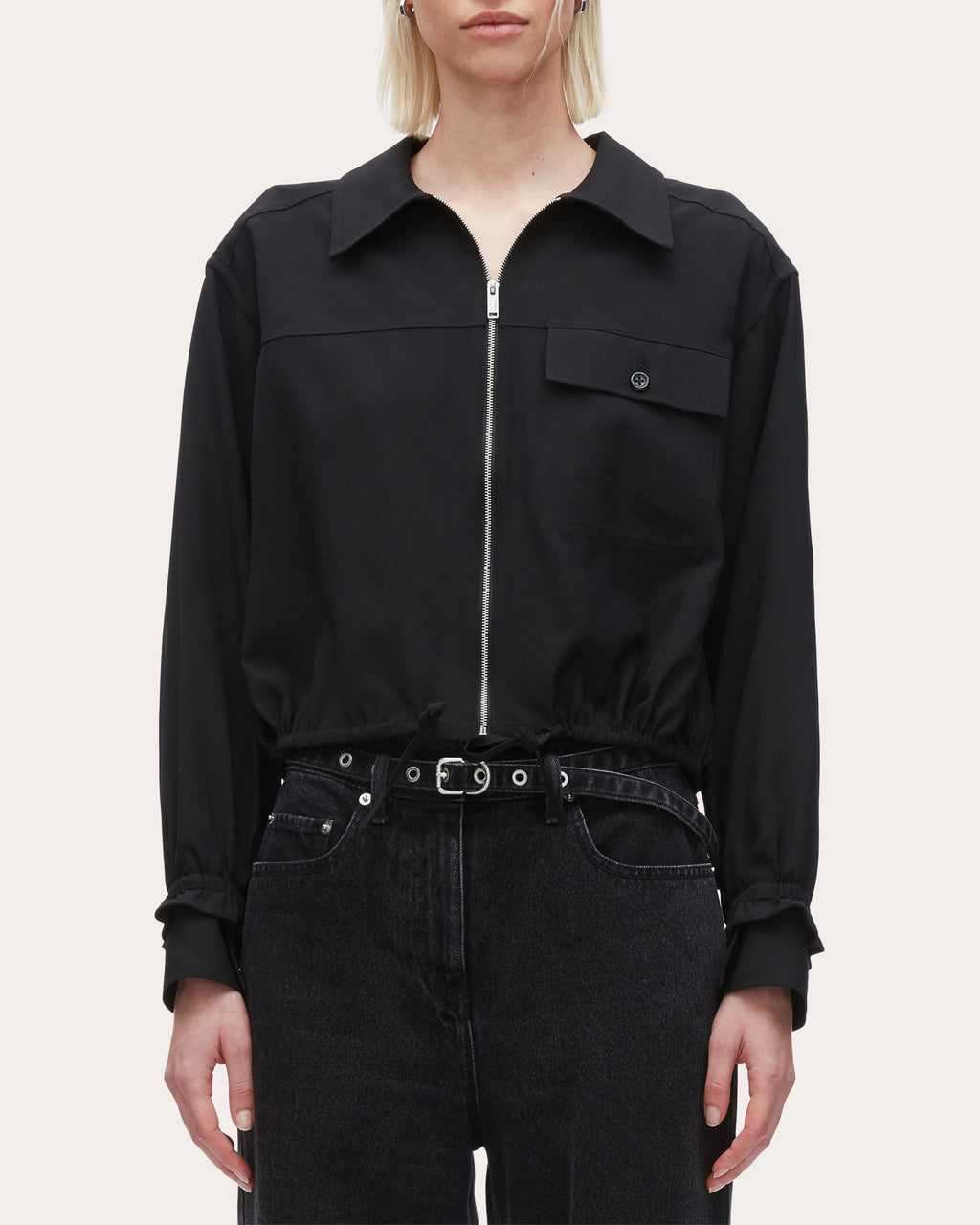 Cropped Woven Wool-Blend Shirt Jacket