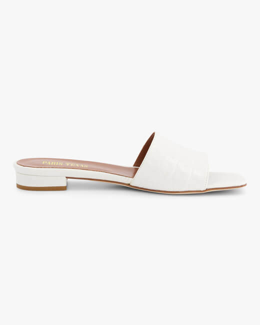 Croc-Embossed Square Toe Slide