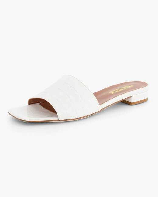 Croc-Embossed Square Toe Slide