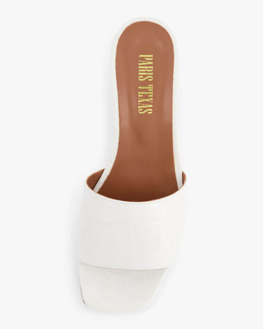 Croc-Embossed Square Toe Slide