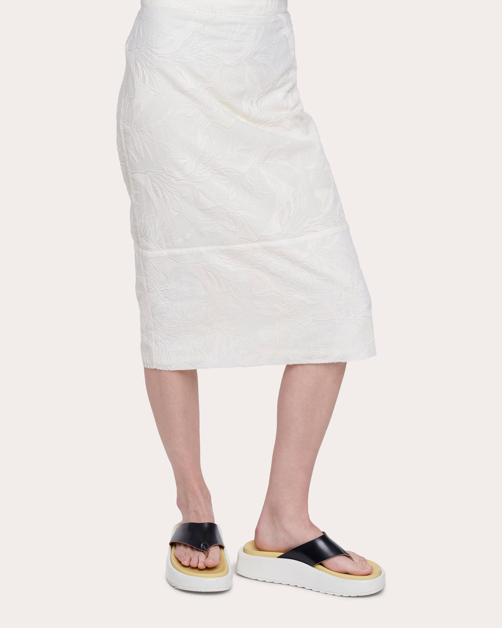 Floral-Lace Midi Skirt