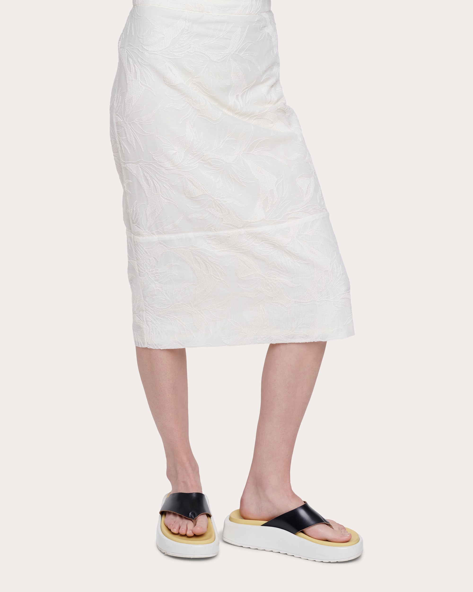Floral-Lace Midi Skirt