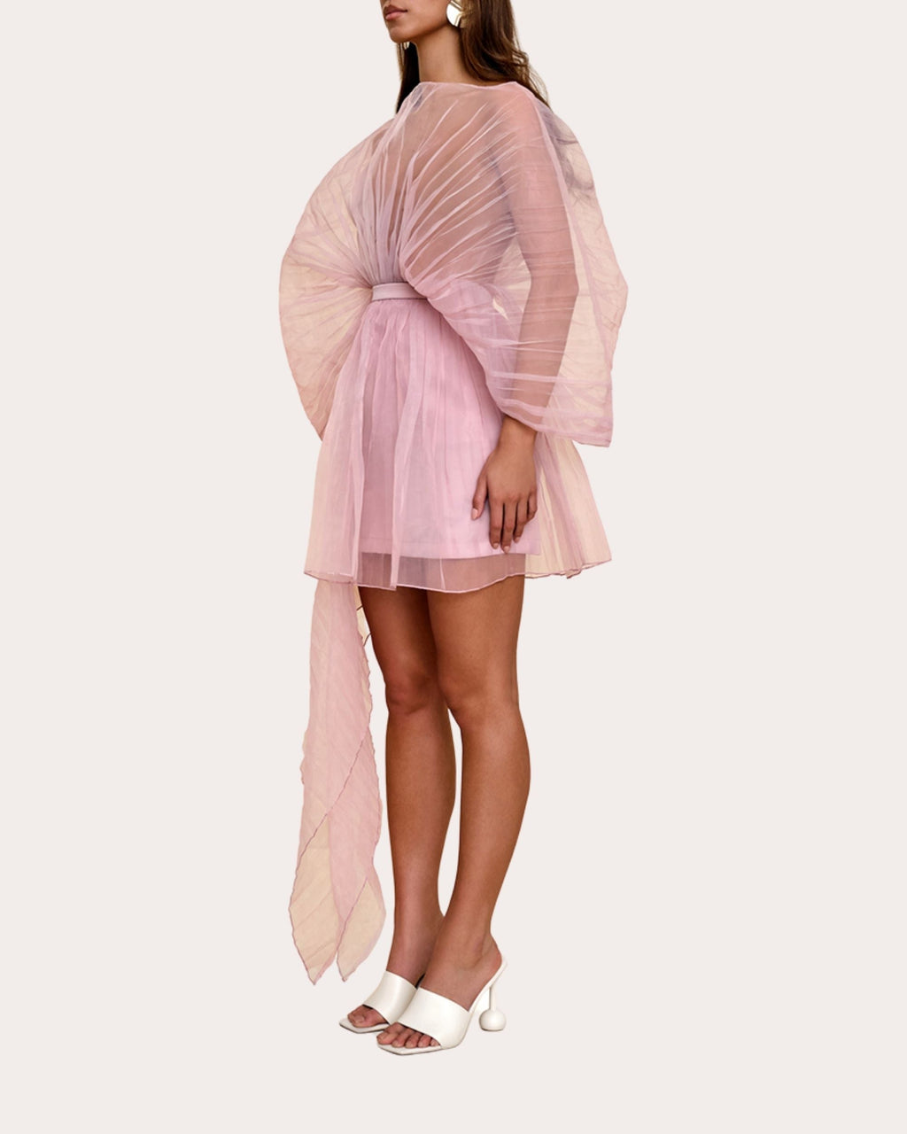 Ime Draped Pleated Organza Mini Skirt
