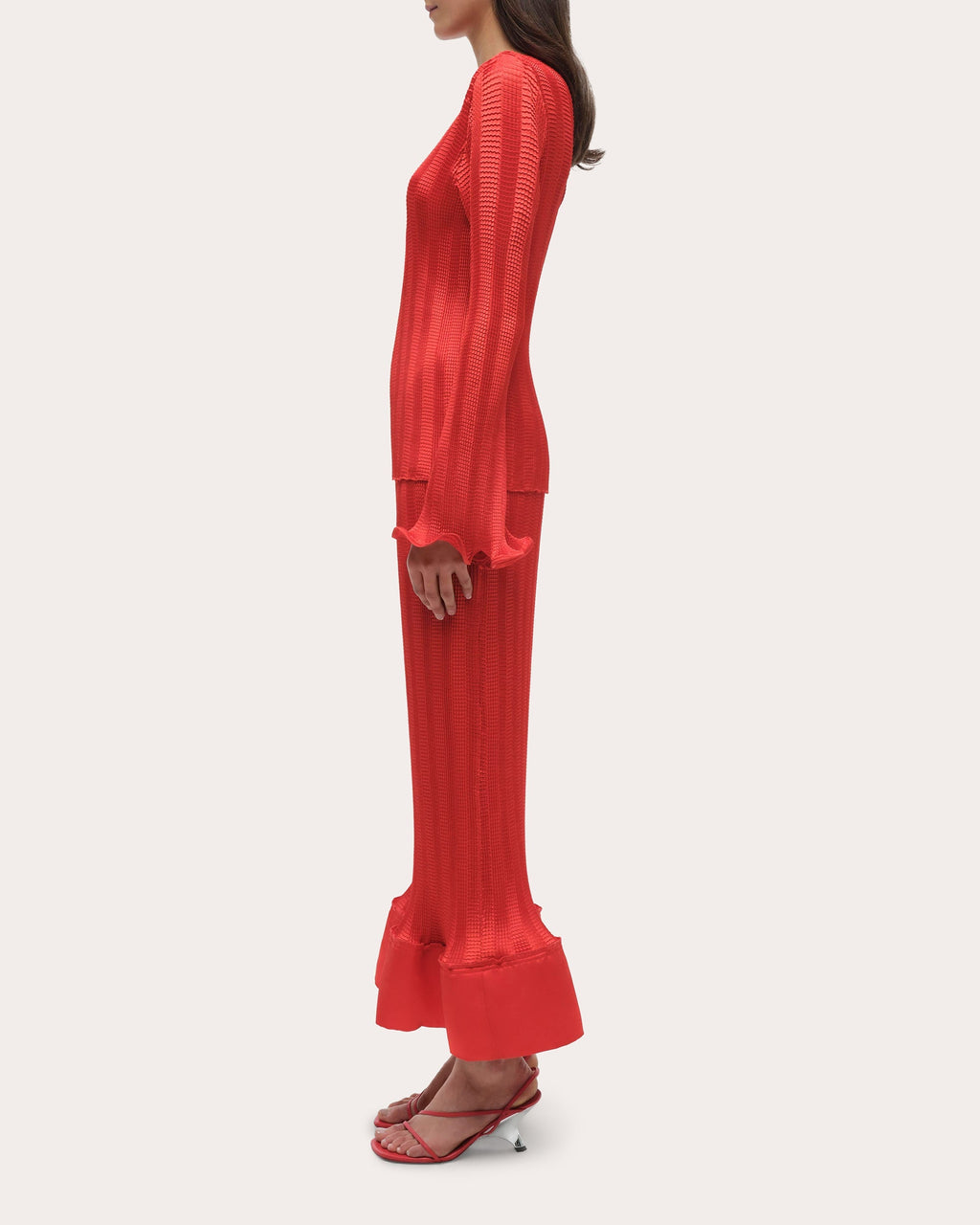 Carys Textured Stripe Flare-Sleeve Top
