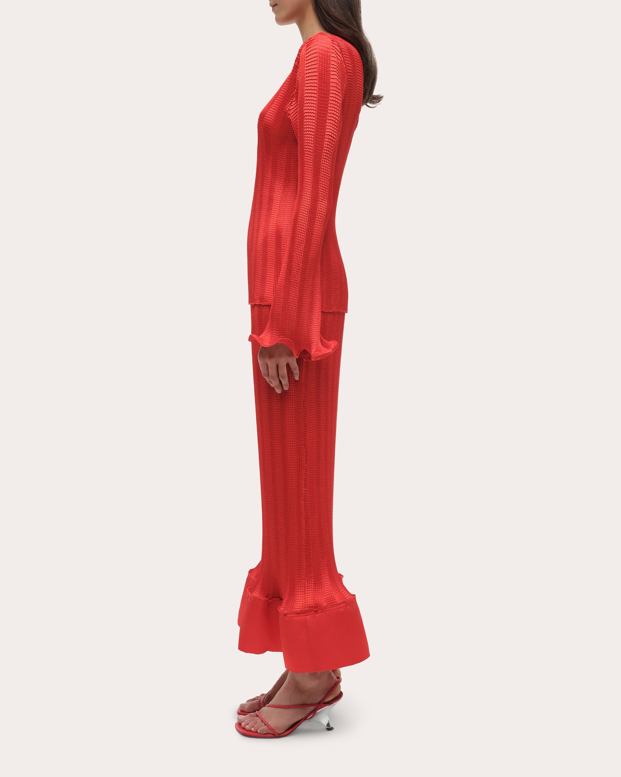 Hollis Textured Stripe Flared Midi Skirt