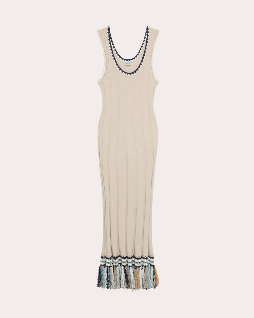Julianna Ribbed Crochet-Trim Fringed Tank Dress