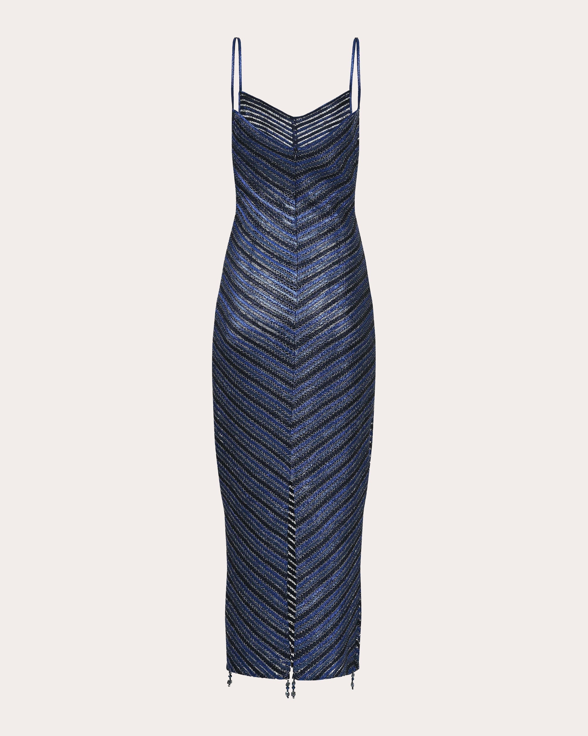Midnight Dream Metallic-Knit Midi Dress
