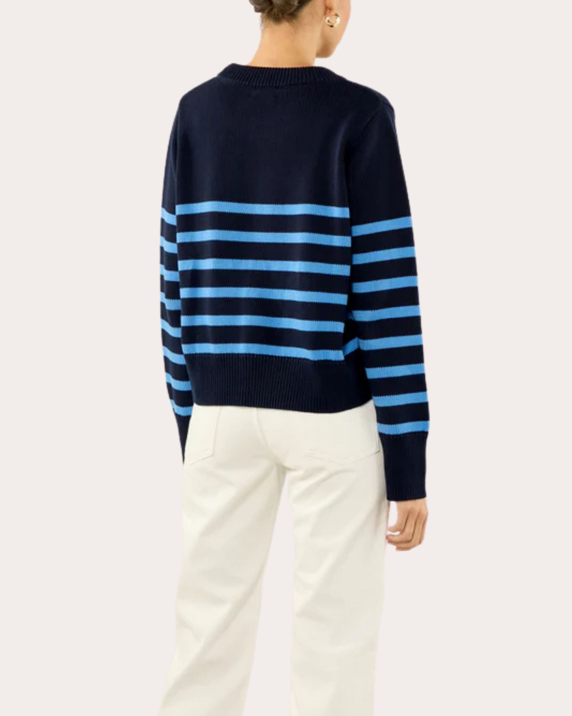 Devon Stripe Cotton Crewneck Sweater