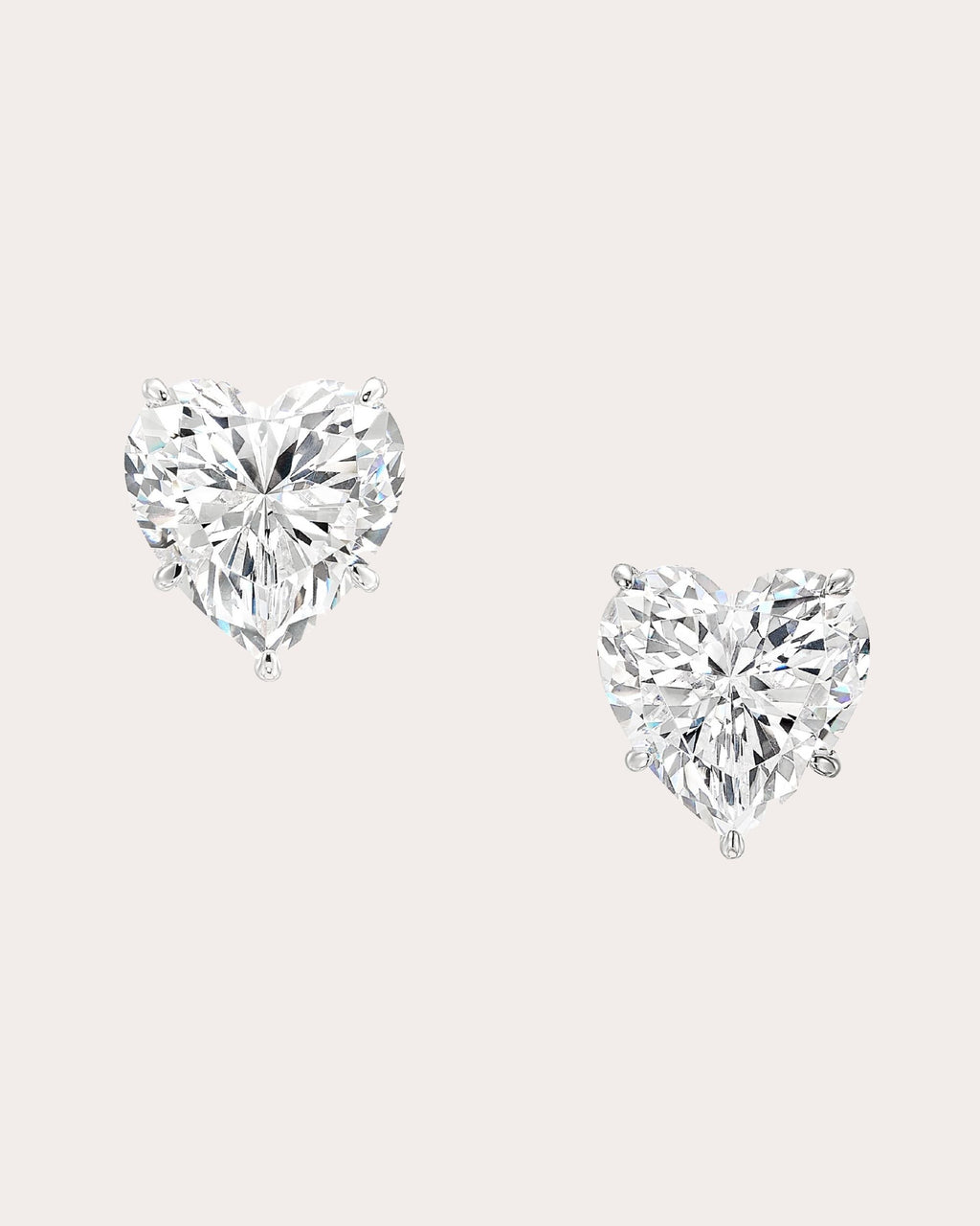 Heart 18K Gold and Rhodium Vermeil Lab-Grown Diamond Stud Earrings