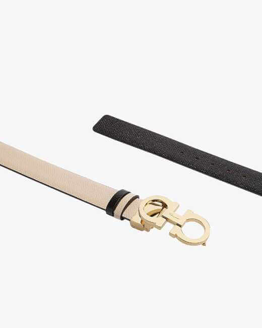 Skinny Reversible Gancini Leather Belt