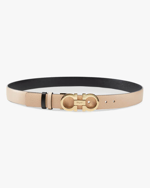 Skinny Reversible Gancini Leather Belt