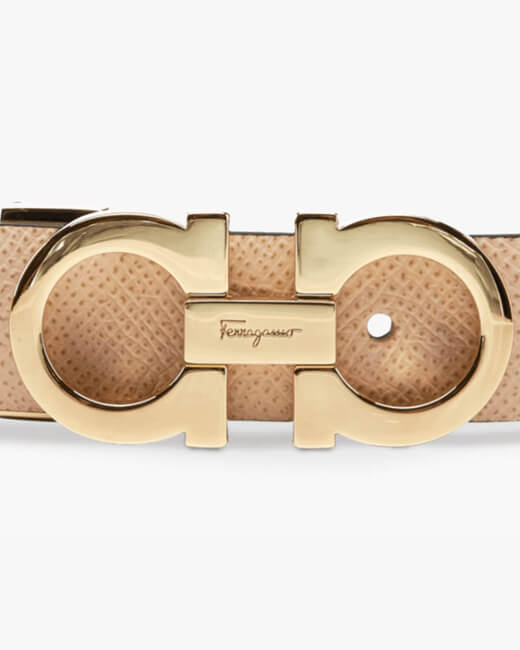 Skinny Reversible Gancini Leather Belt