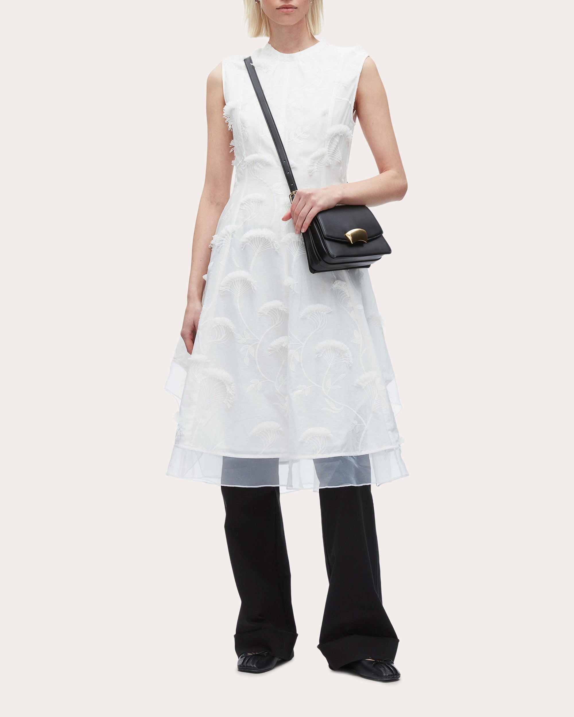 Floral Fil-Coupé Cotton Organza Midi Dress