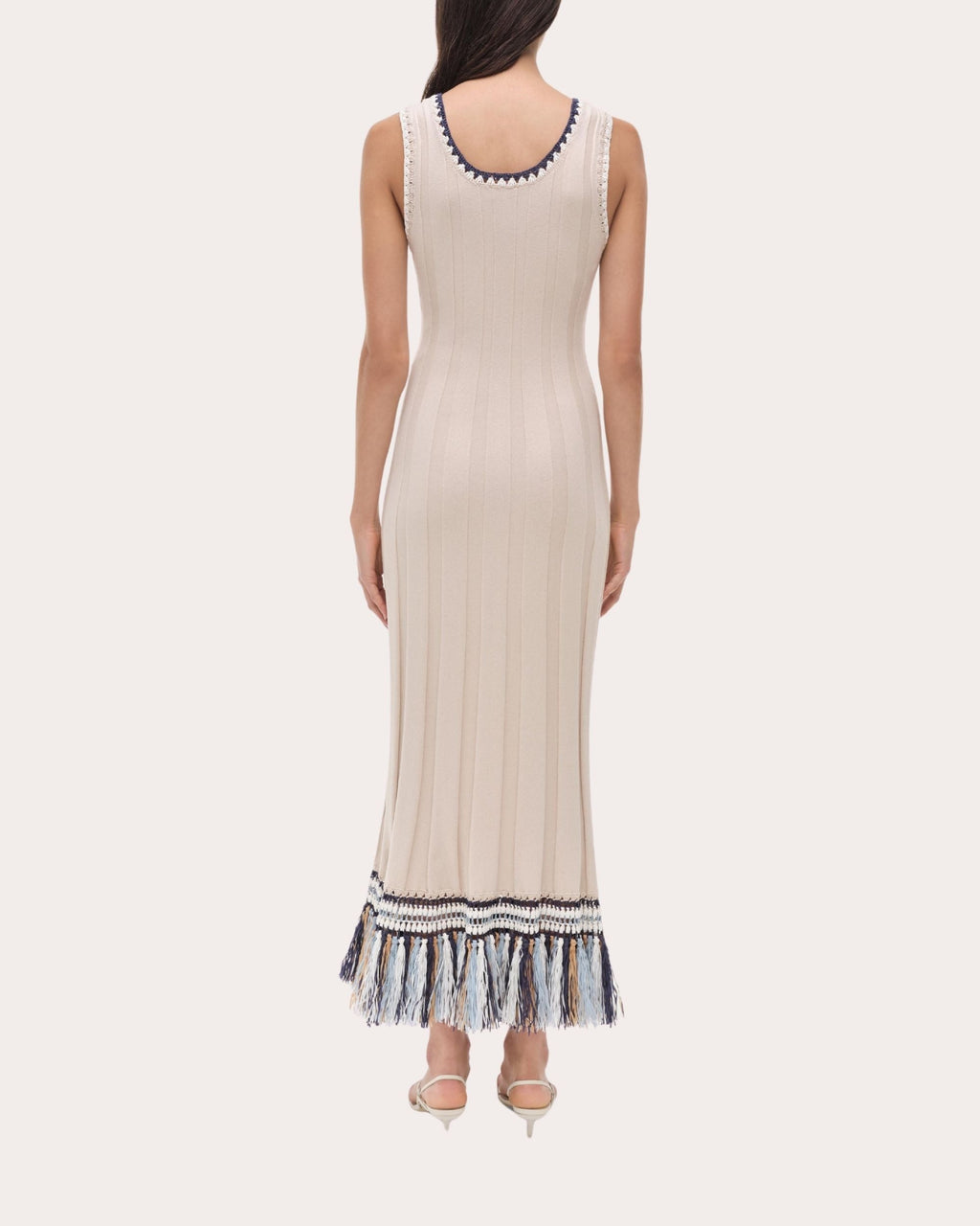 Julianna Ribbed Crochet-Trim Fringed Tank Dress