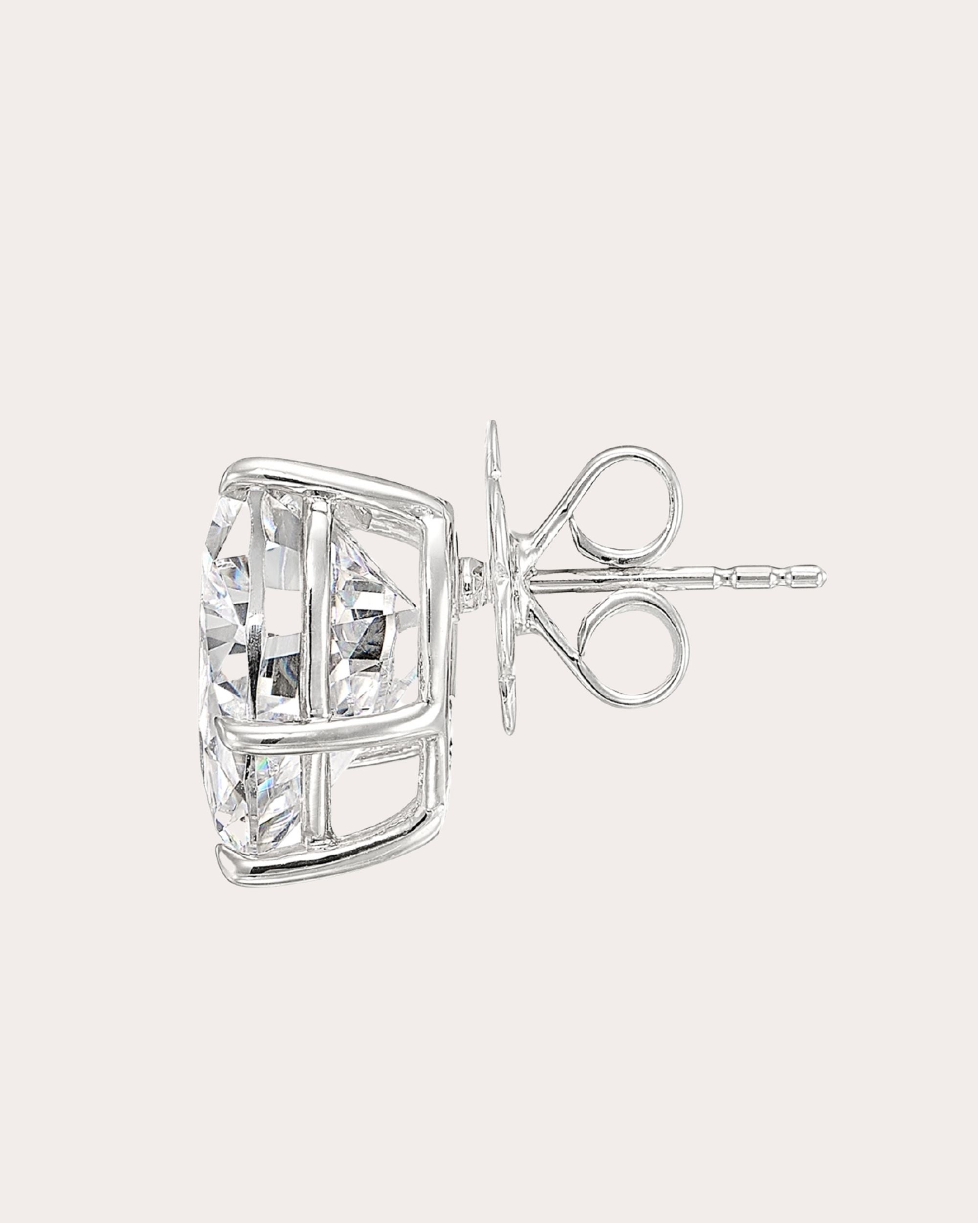 Heart 18K Gold and Rhodium Vermeil Lab-Grown Diamond Stud Earrings