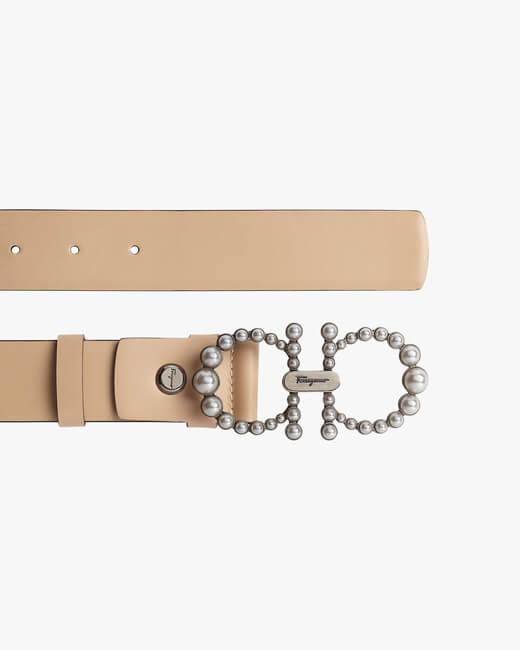 Silvertone-Buckle Leather Belt