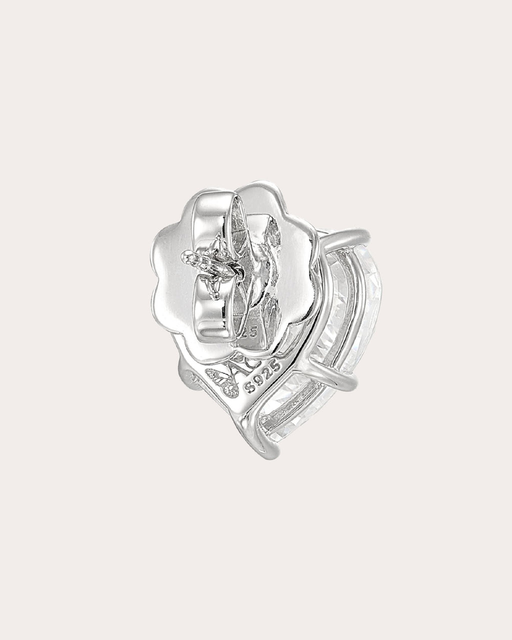 Heart 18K Gold and Rhodium Vermeil Lab-Grown Diamond Stud Earrings