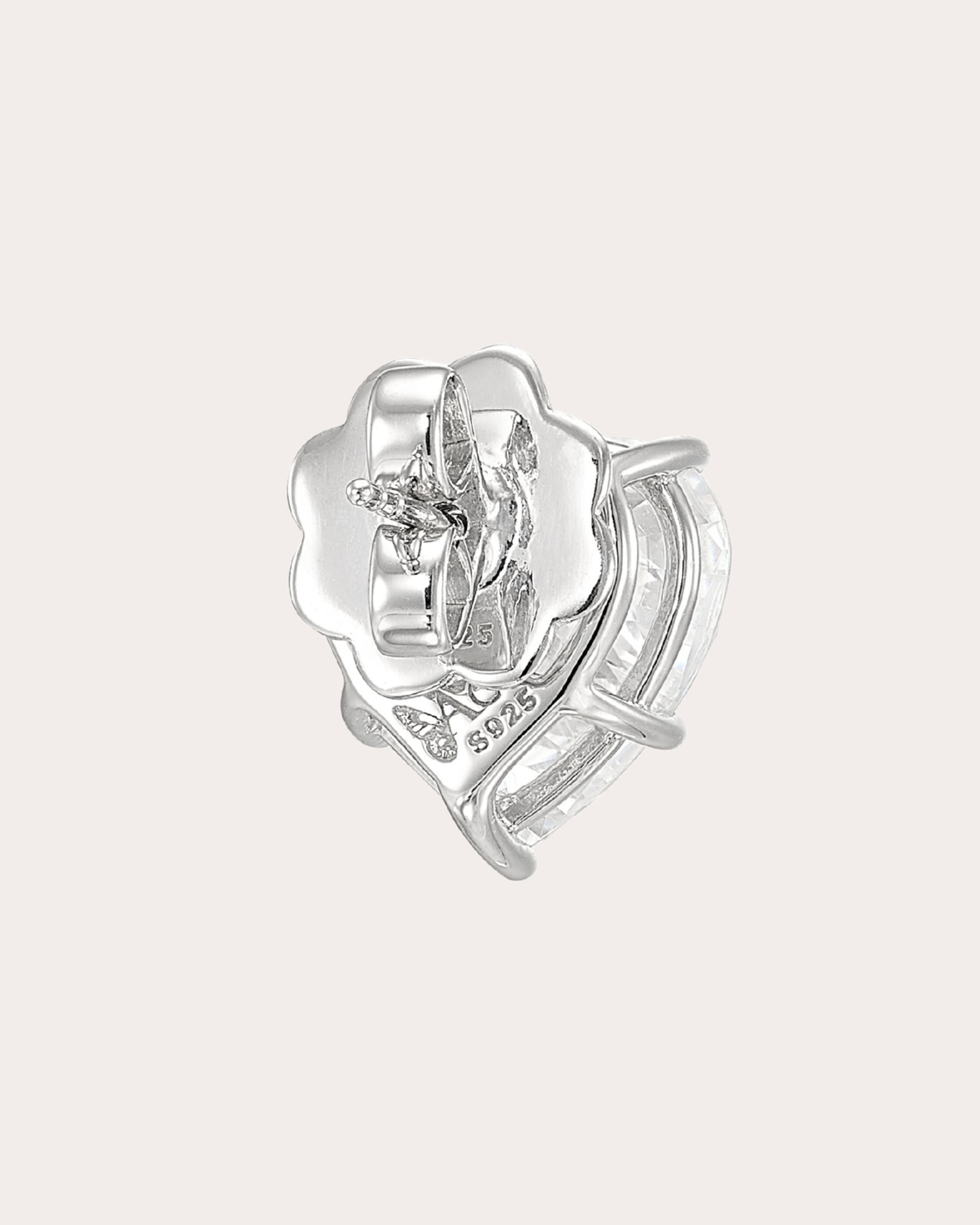 Heart 18K Gold and Rhodium Vermeil Lab-Grown Diamond Stud Earrings