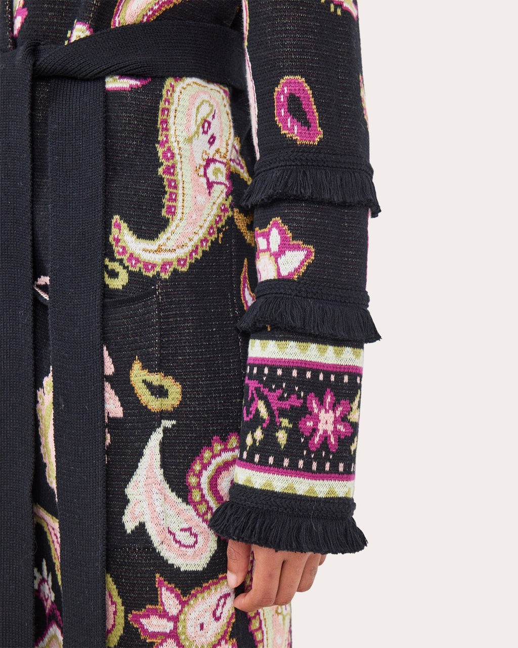 Jimi Belted Paisley Cotton-Jacquard Long Cardigan