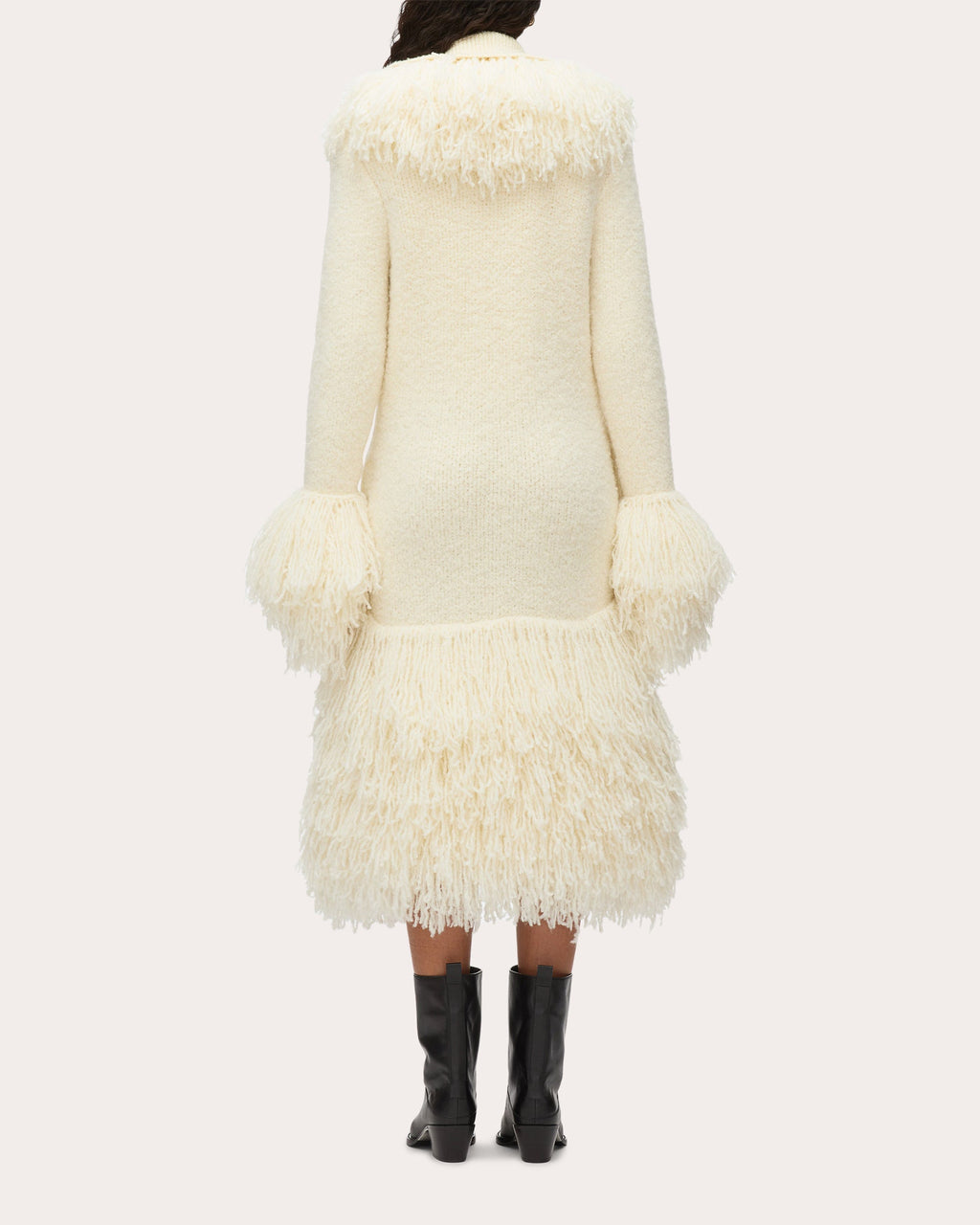 Fringed Wool Bouclé Knit Coat