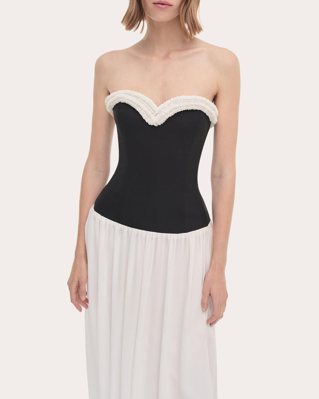 Augusta Crepe Bustier Combo Asymmetric Dress