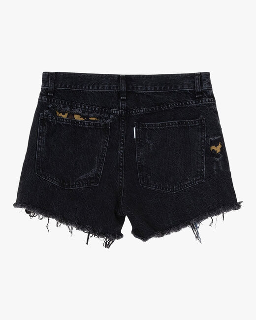 Leopard-Repair Boyfriend Shorts