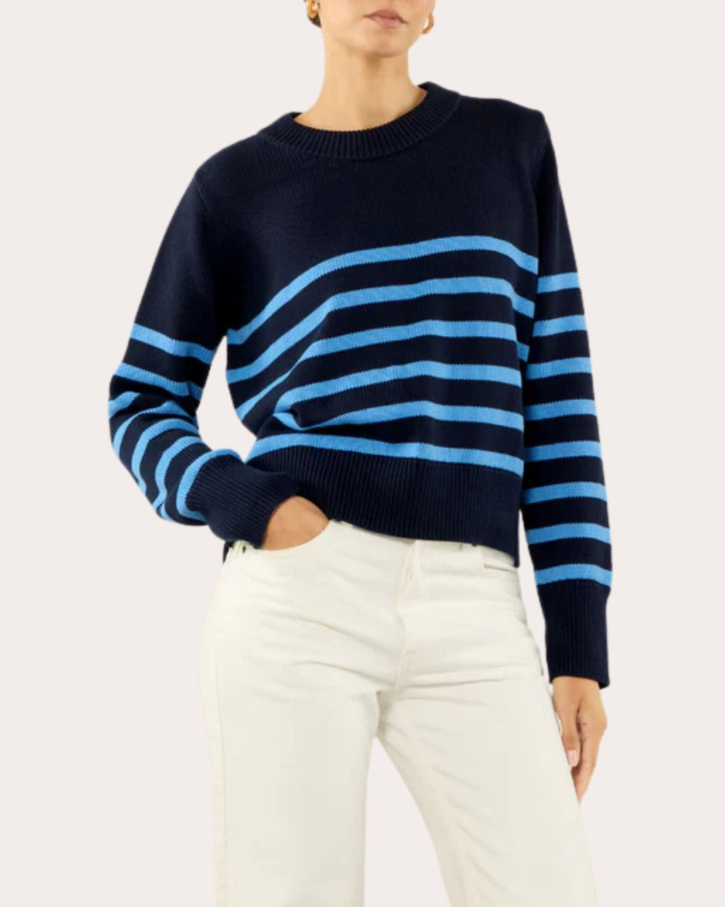 Devon Stripe Cotton Crewneck Sweater