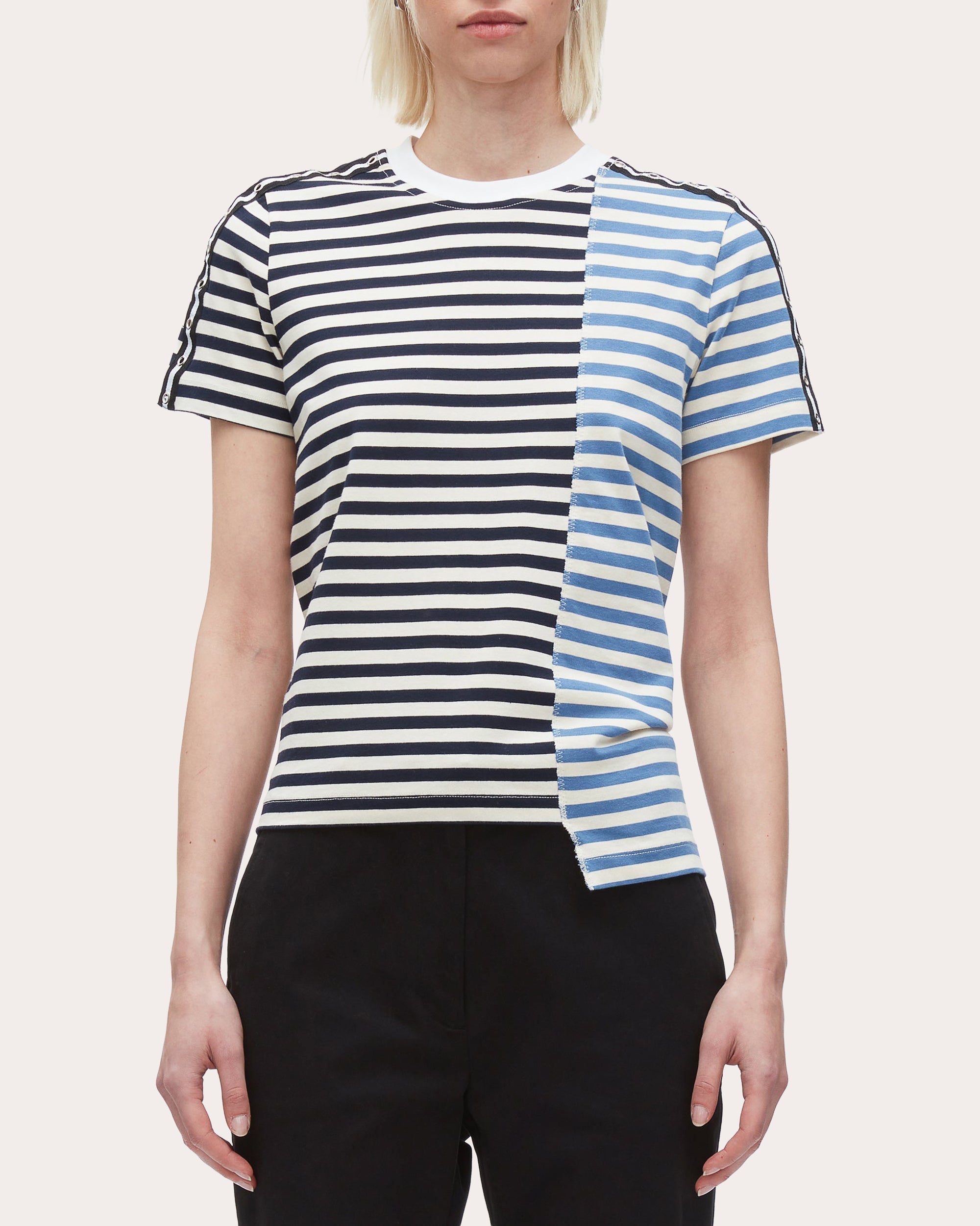 Asymmetric Striped Cotton Jersey T-Shirt