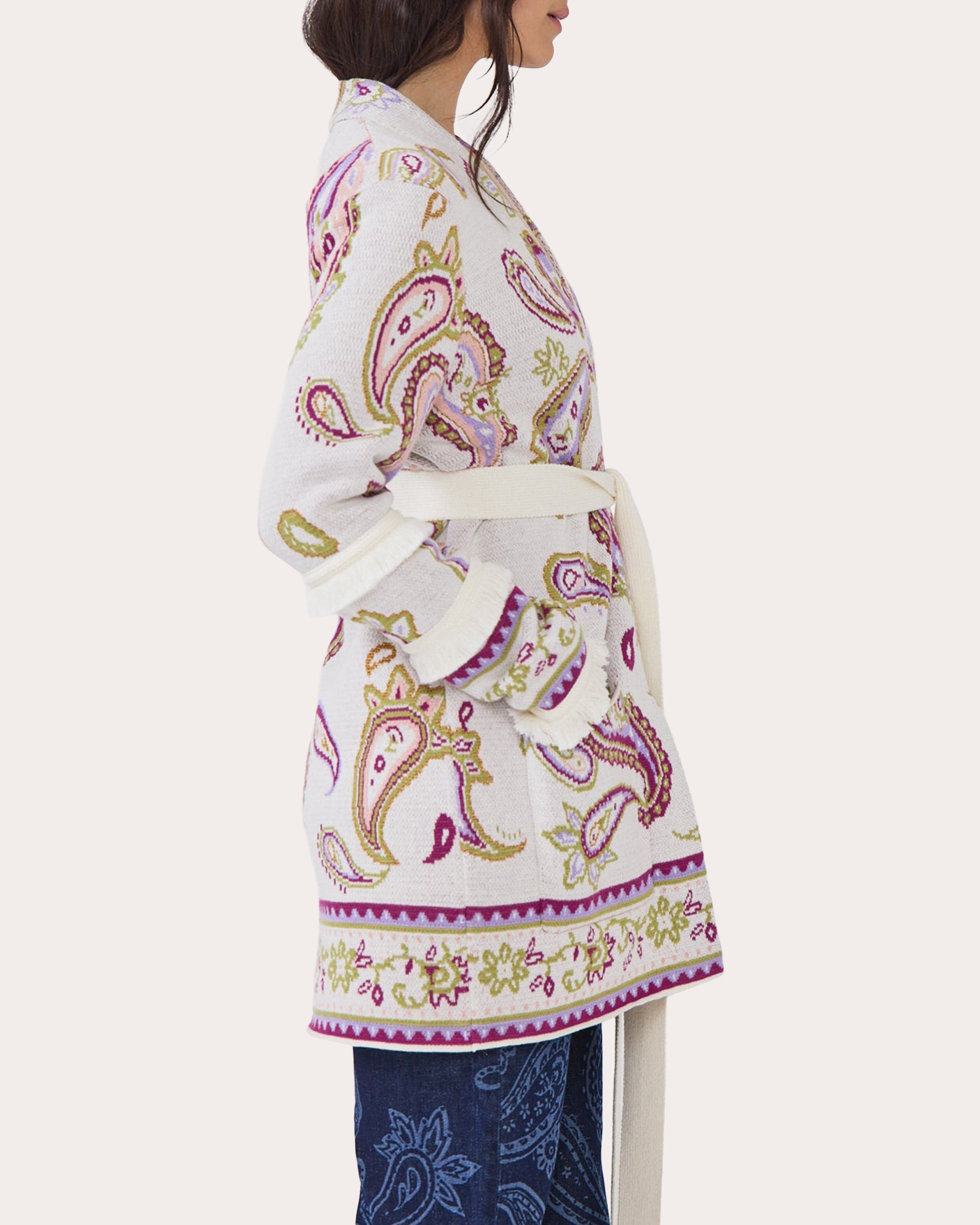 Jimi Belted Paisley Cotton-Jacquard Cardigan
