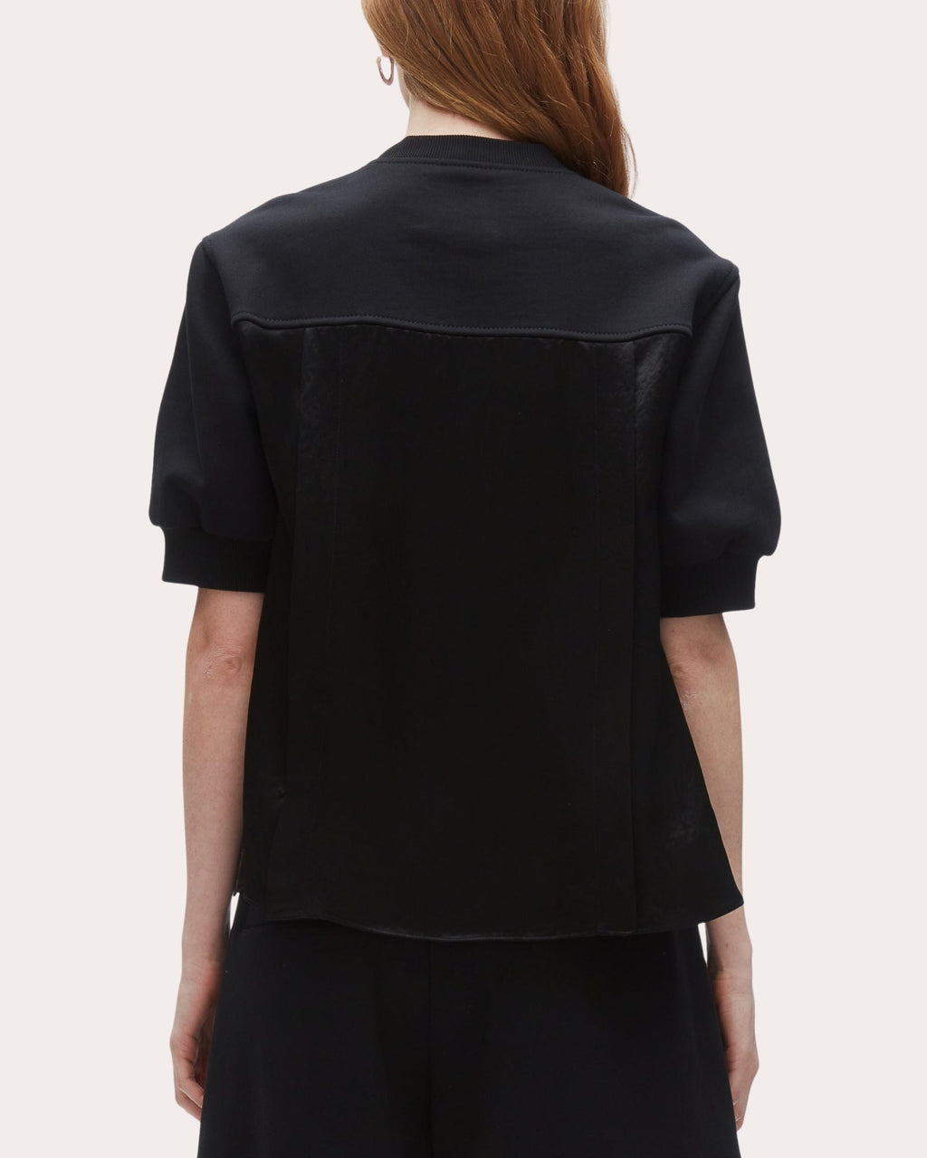 Paneled Cotton Jersey and Satin Top