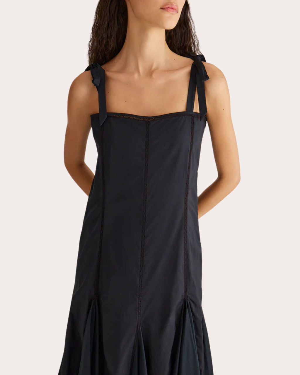 Sora Paneled Lace-Inset Cotton Midi Dress