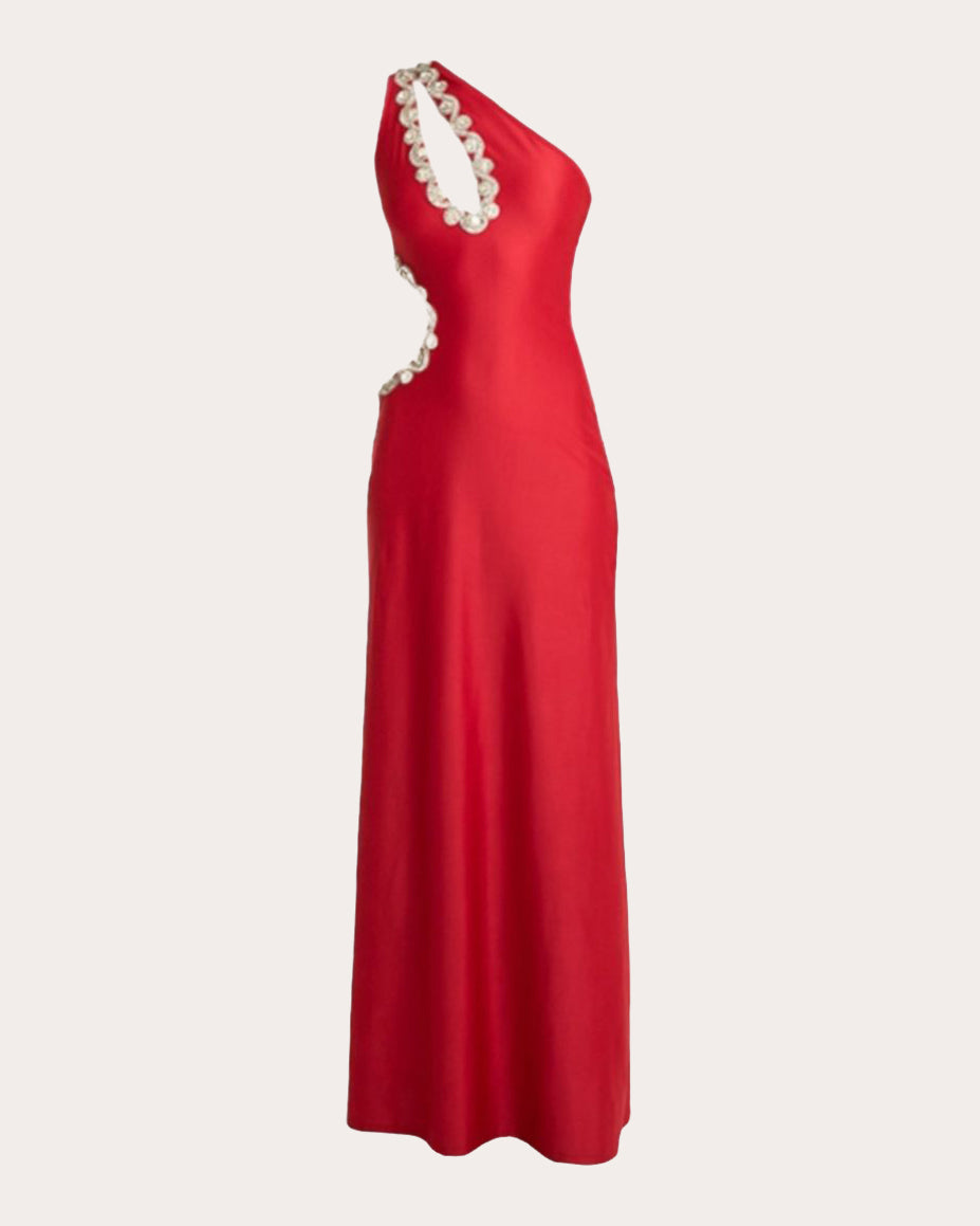 Hadassa Asymmetric Embellished Cutout Jersey Gown