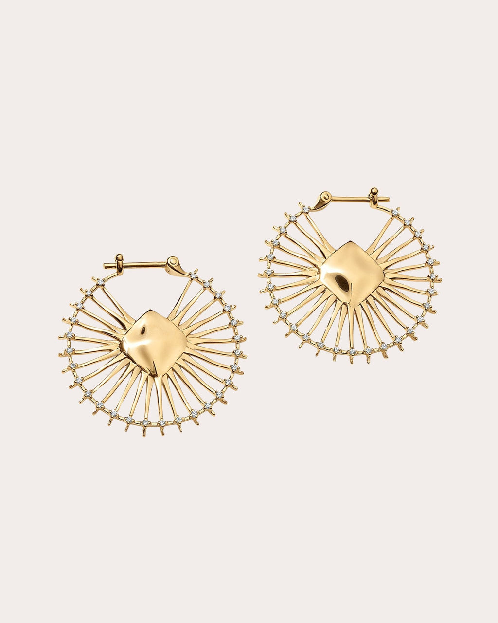 300Hz Frequency 14K Gold Diamond Hoop Earrings