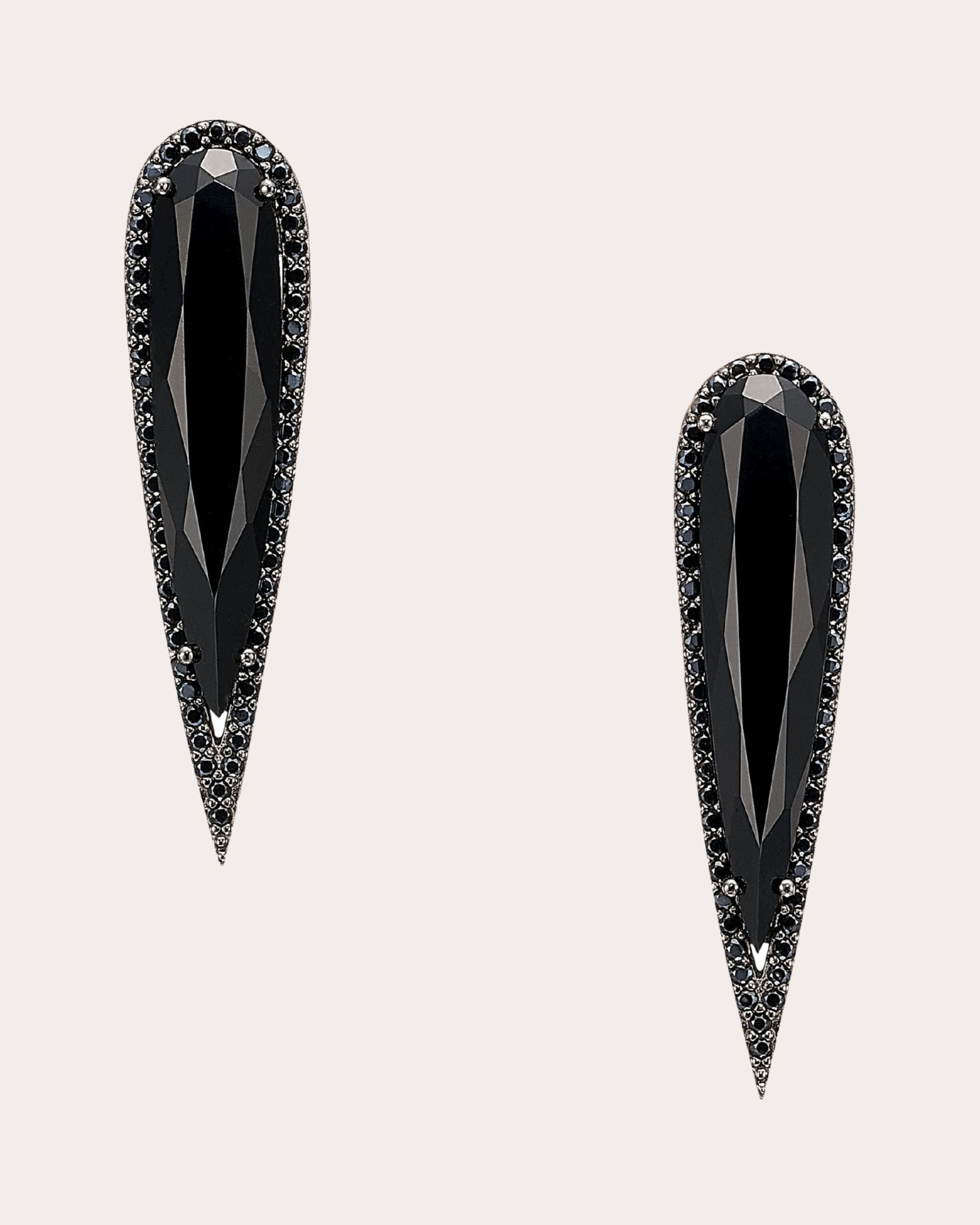 Glimmer 18K Gold and Rhodium Vermeil Lab-Grown Black Diamond Earrings