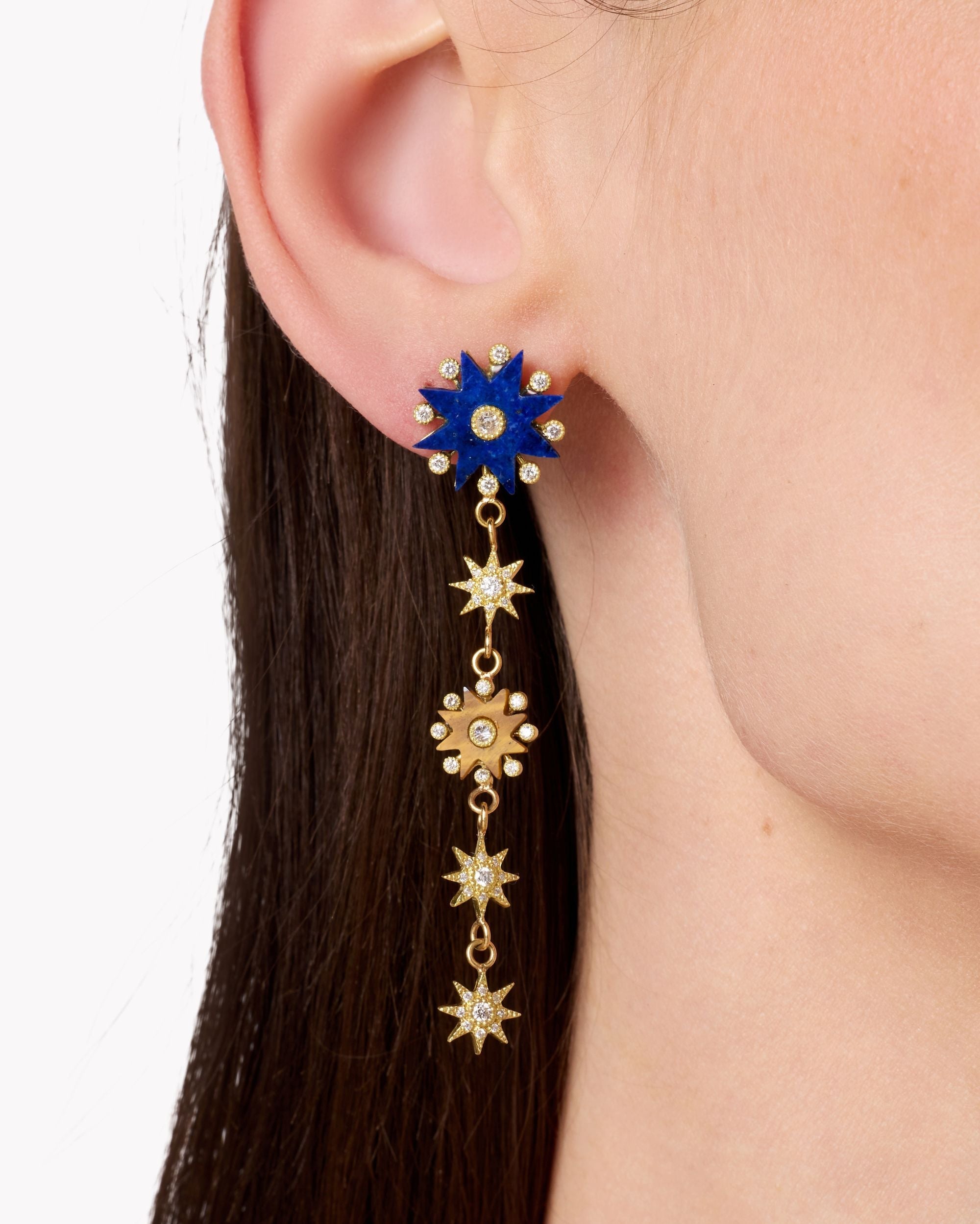 Comète 18K Gold Multi-Stone Earrings