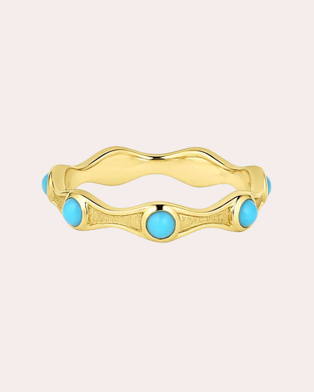 So Wavy 18K Gold Turquoise Stackable Ring