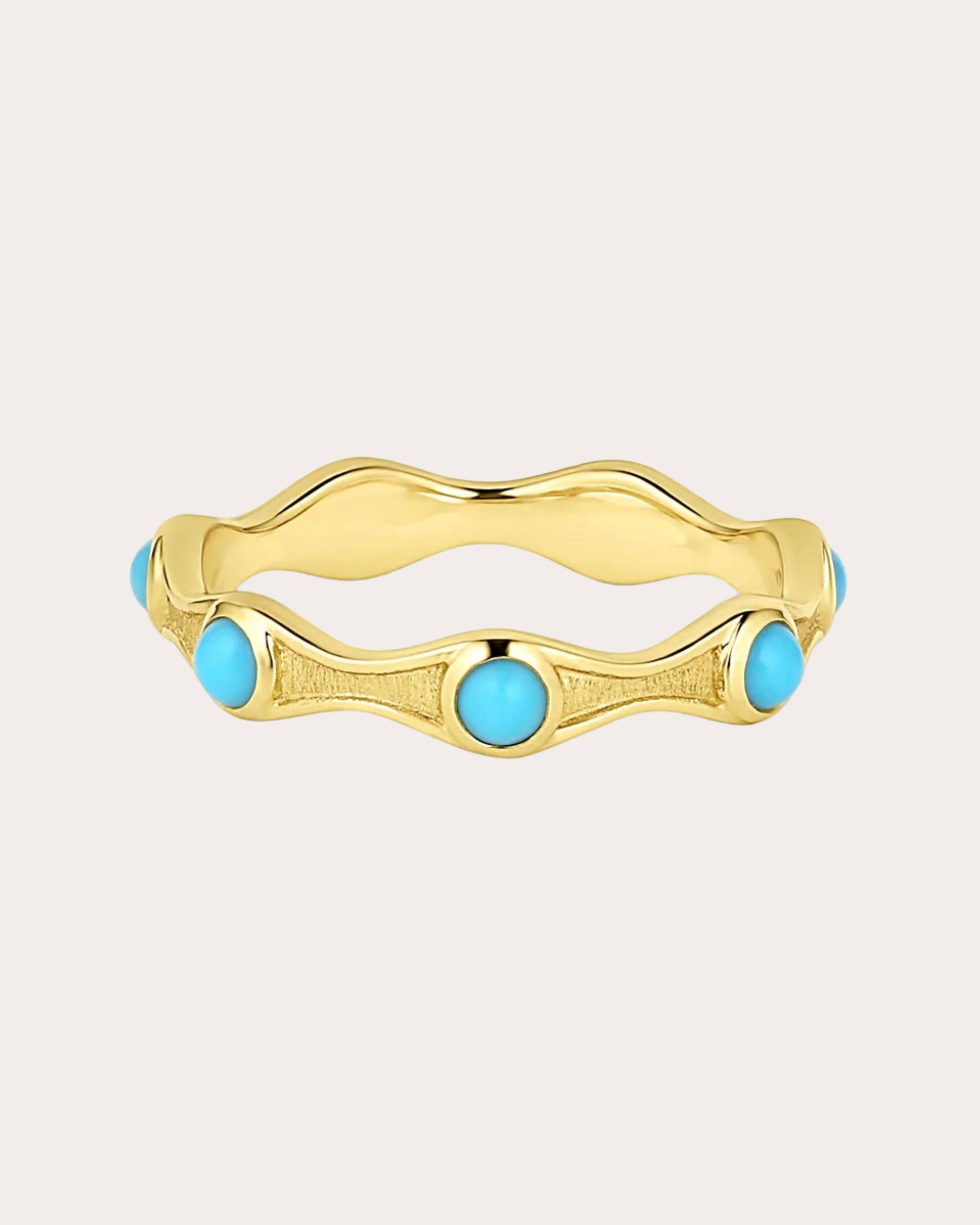 So Wavy 18K Gold Turquoise Stackable Ring