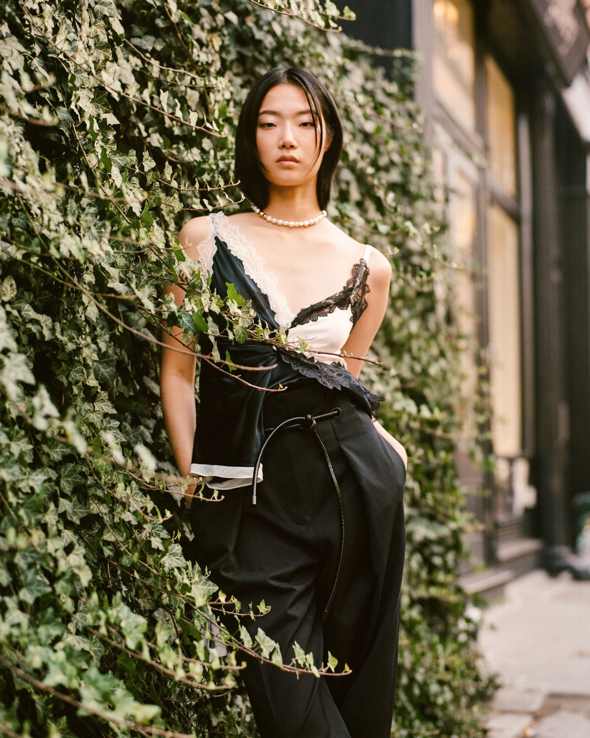 Origami Cotton-Blend Twill Wide-Leg Pants